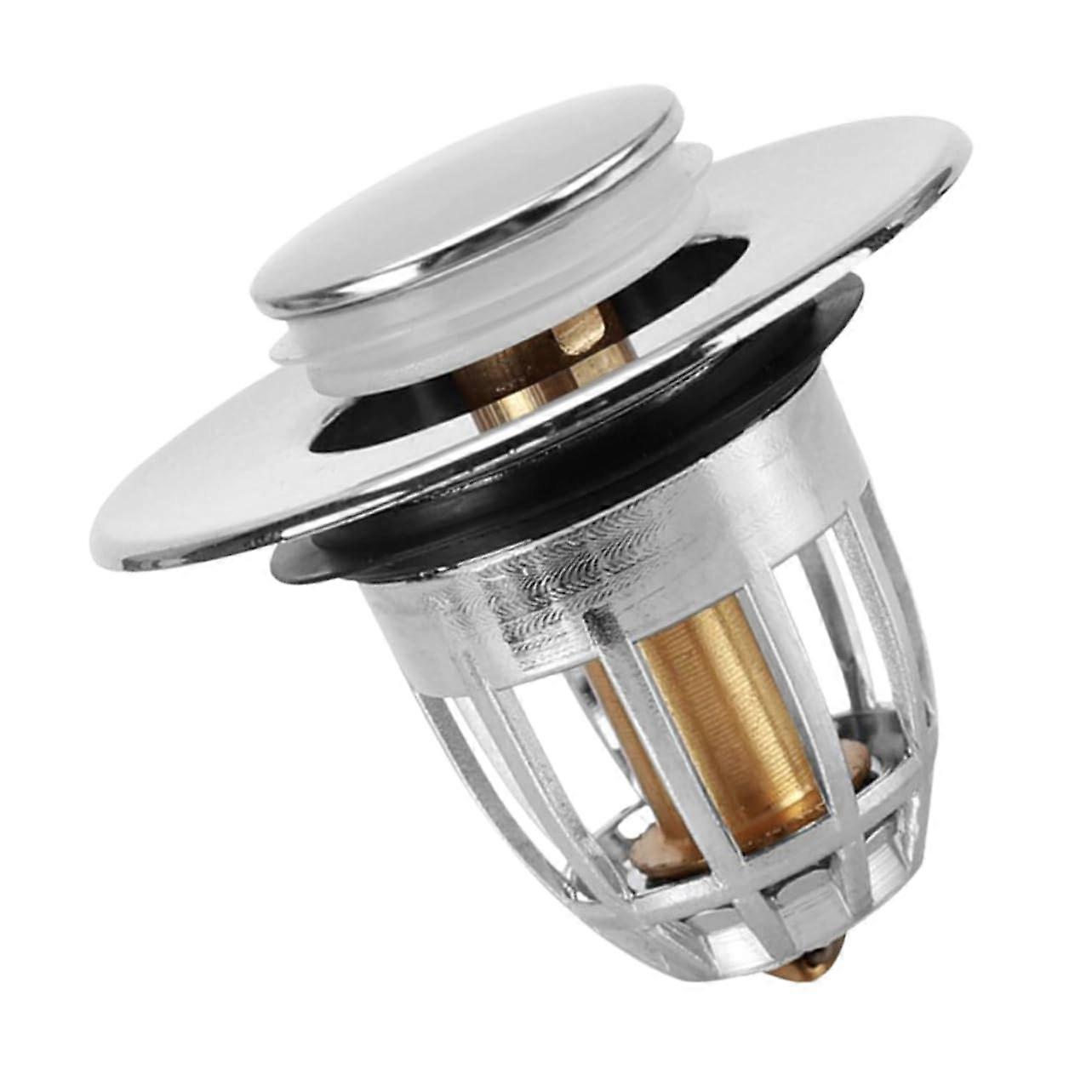 Universal Bathroom Sink Drain Stopper Press Type Plug with Strainer for Wash Basin Easy Install