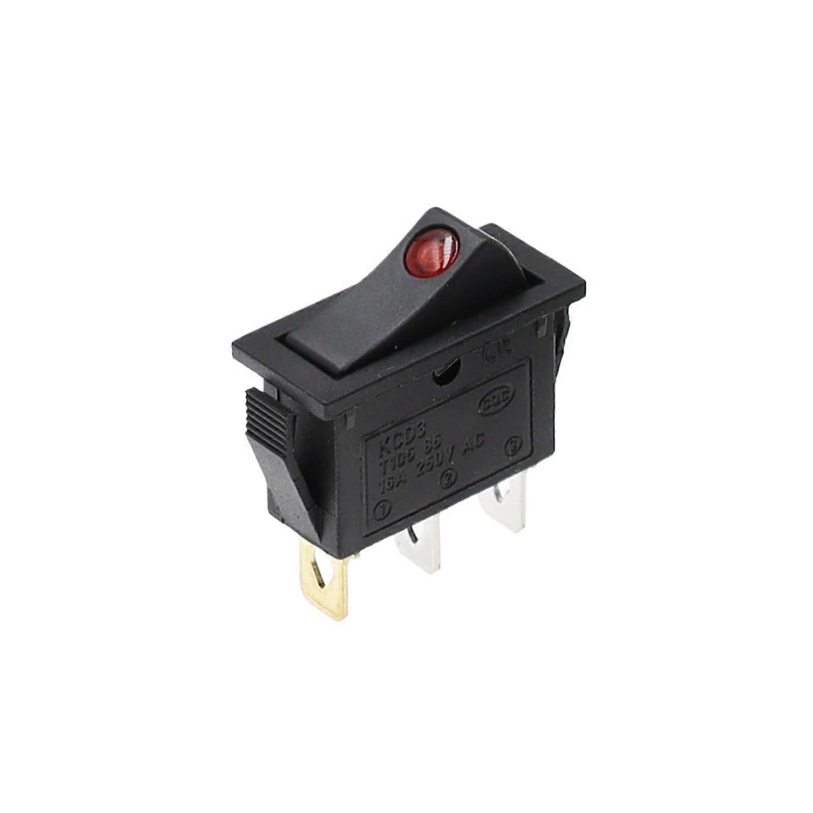 10PCS Red Cat Eye KCD3 Rocker Switch with Light, 3 Pin On Off Power Switch, 2 Position Control