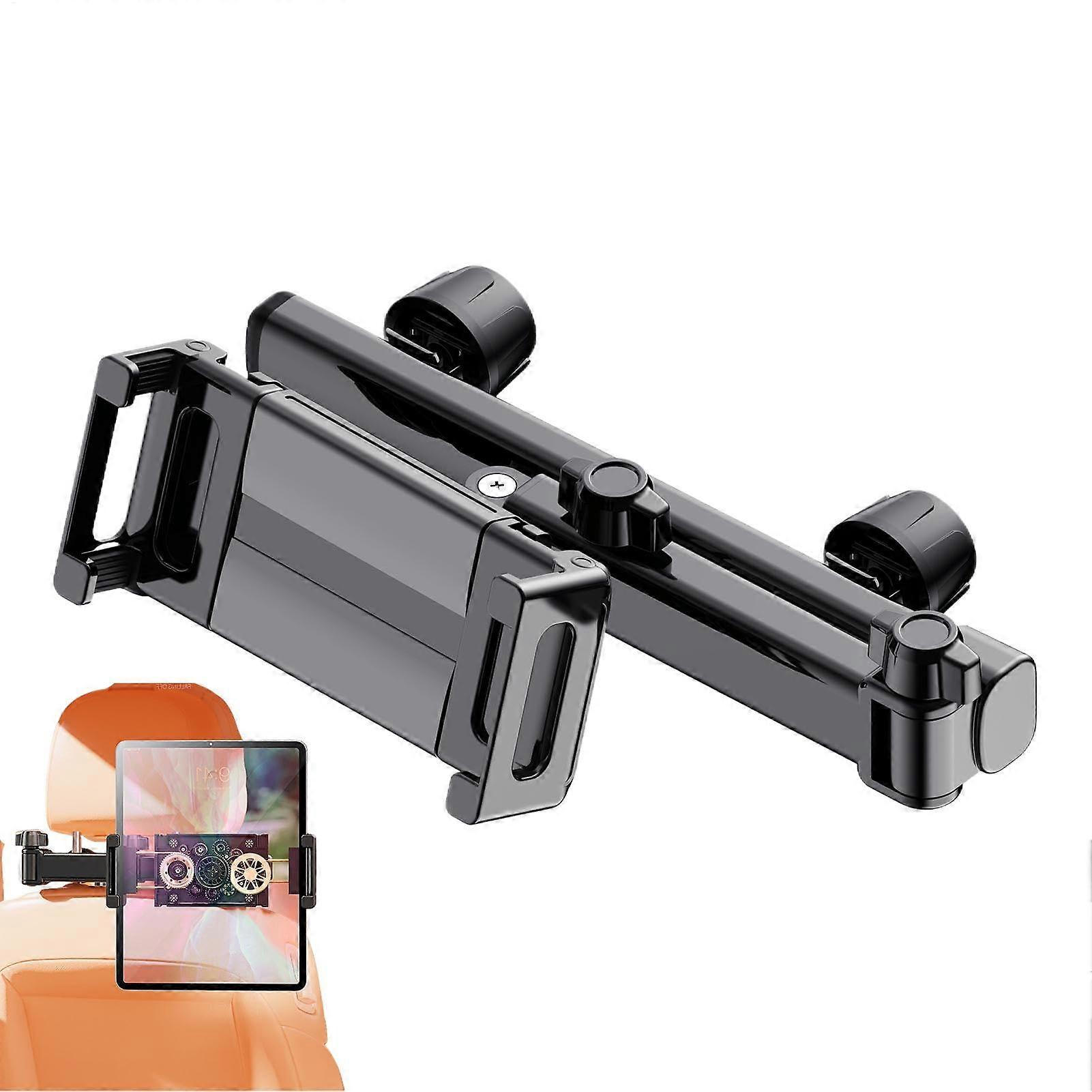 Car Headrest Tablet Mount with 360° Rotation, Adjustable Clamp and Foldable Design for Road Trips