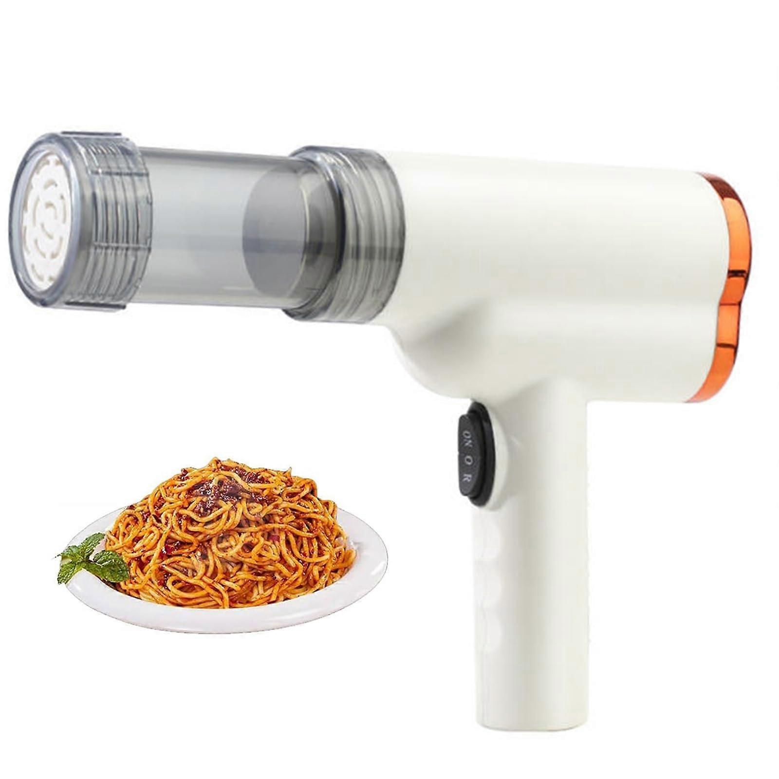Electric Pasta Maker Cordless with 4 Shape Molds Rechargeable Handheld Noodle Maker White