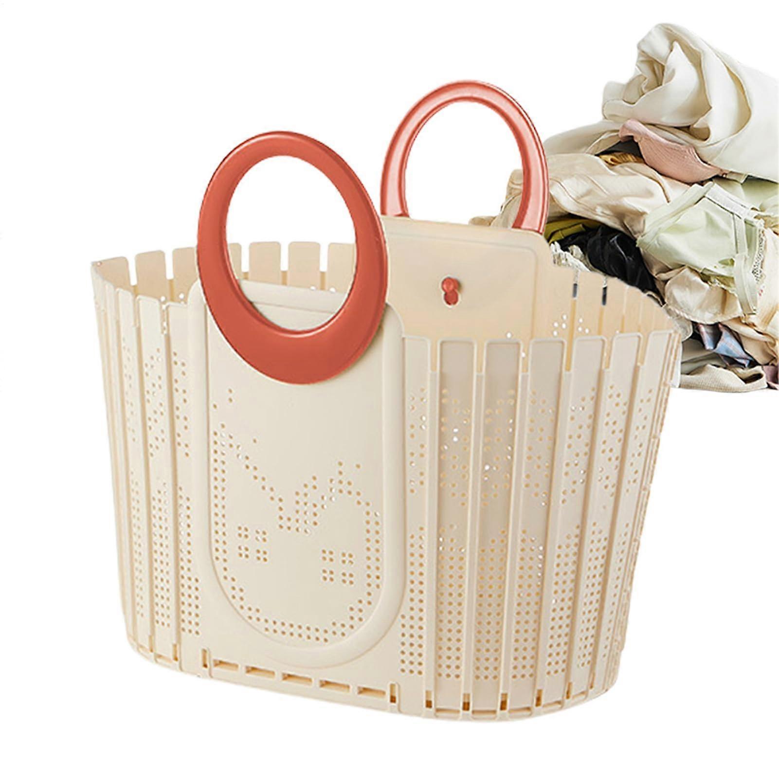 Foldable Laundry Basket with Ventilated Design for Small Spaces, Bedroom, Bathroom, Red Train Ring