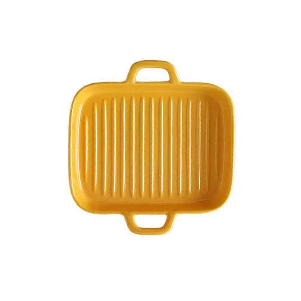 Ceramic Dinner Plates with Handles, Heat Resistant Rectangular Porcelain for Steak, Sushi and Desserts