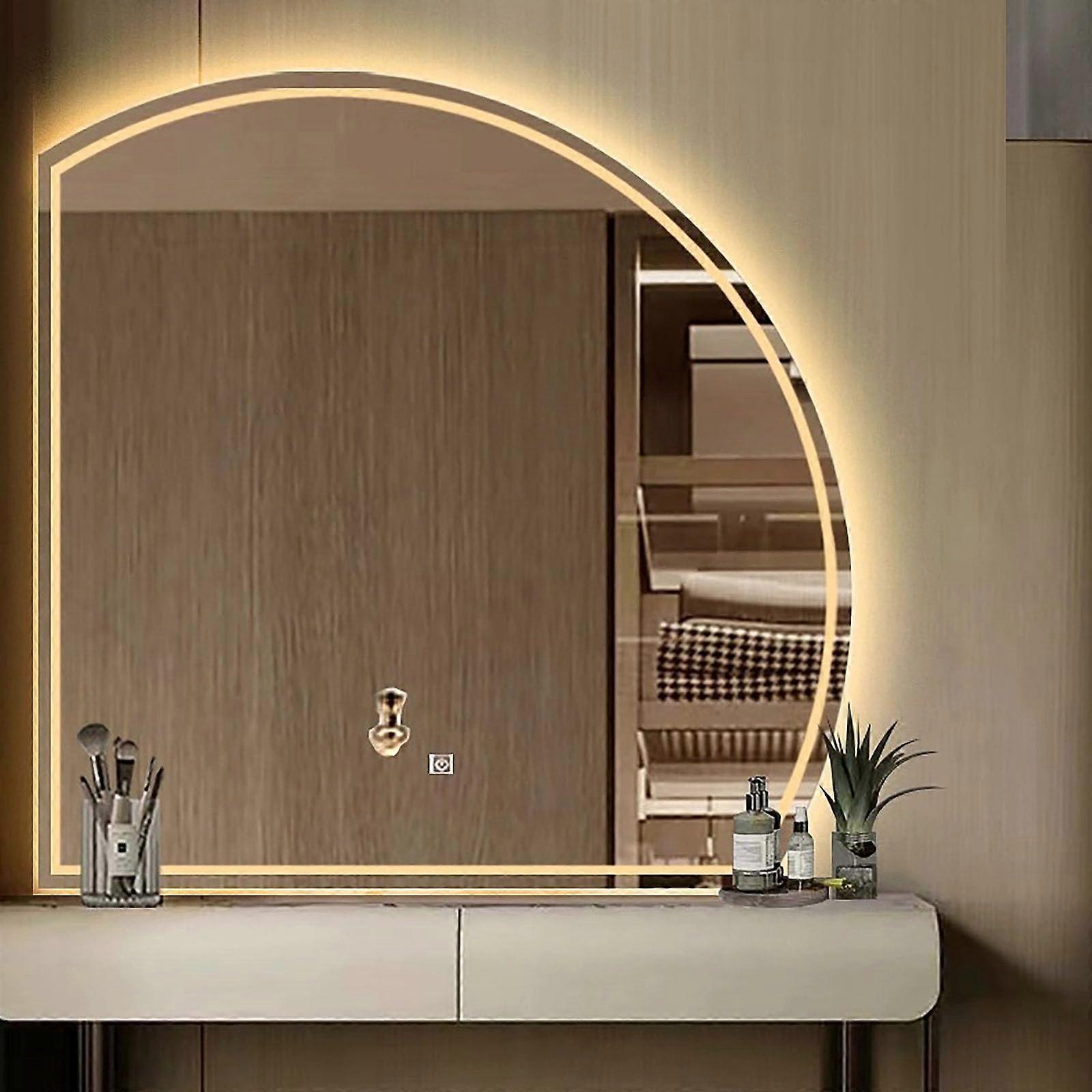 Semicircle LED Bathroom Mirror 100cm AntiFog Touch Control Dimmable Lighting Frameless Design