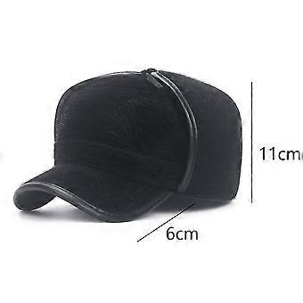 Bonnet trappeur chaud pour homme avec cache-oreilles et visière, style militaire - Noir