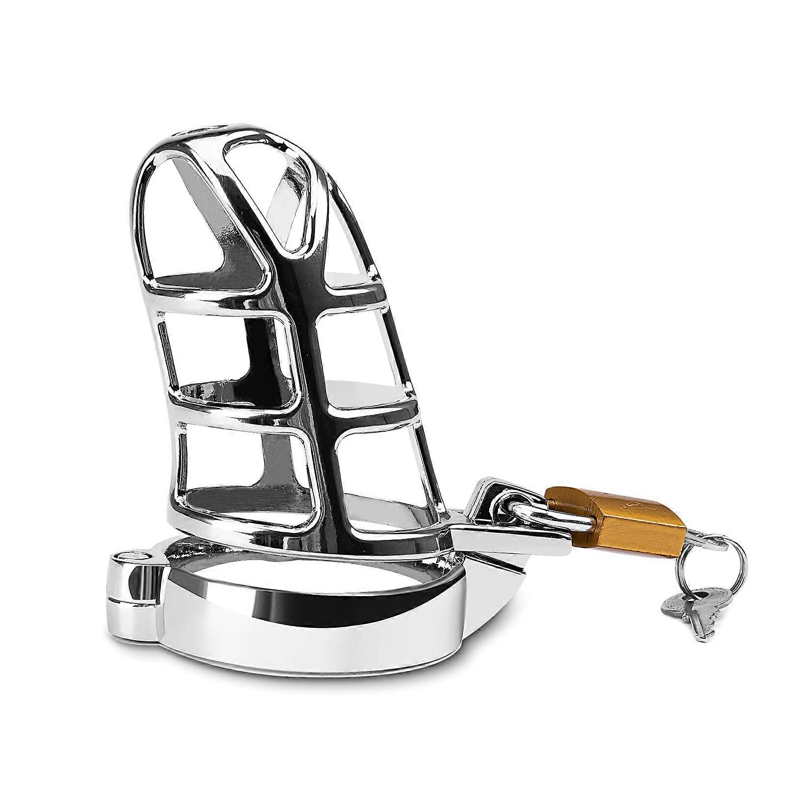 Stainless Steel Male Chastity Cage with Adjustable Ring Sizes and Secure Locking System 45mm