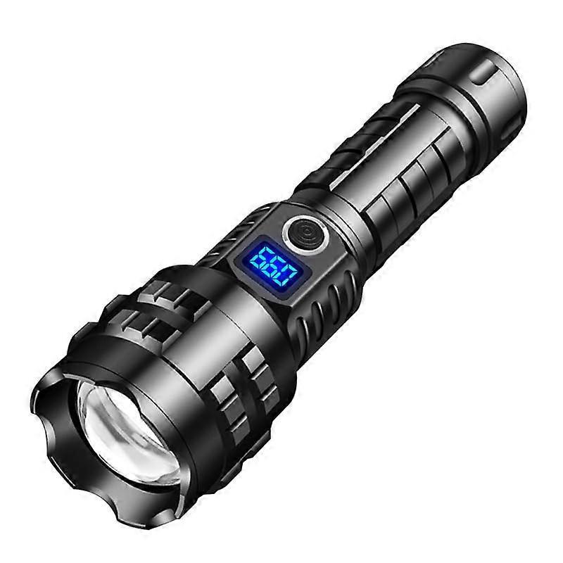 Power LED Rechargeable Flashlight with LCD Display, Waterproof TypeC Tactical Light for Camping
