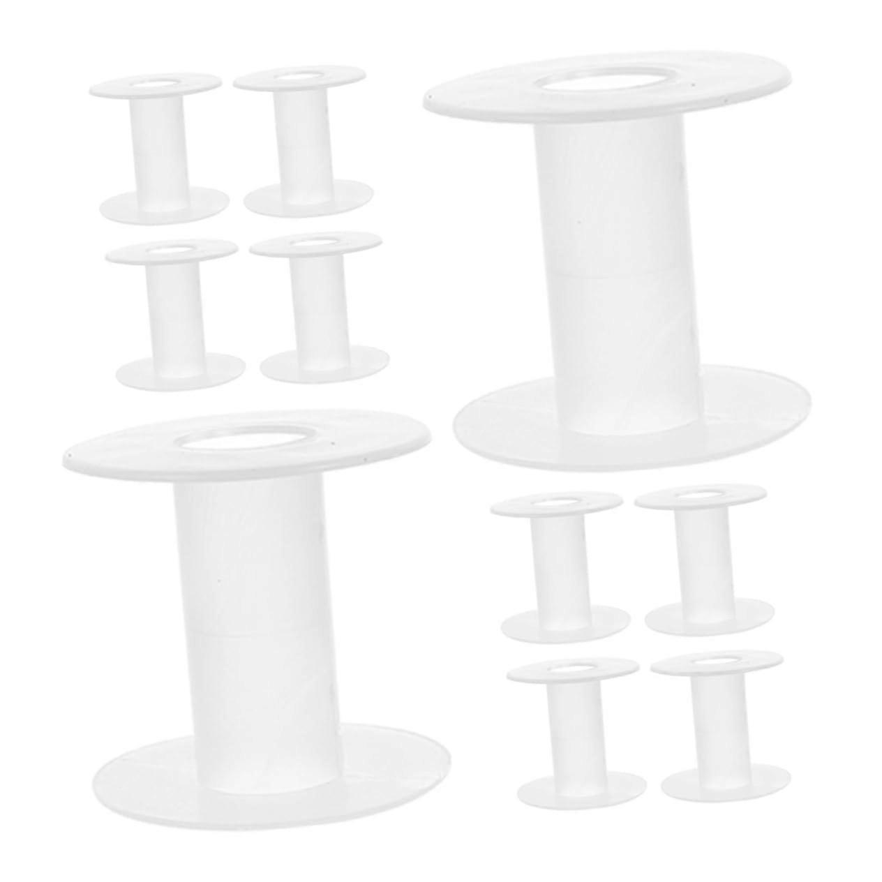 15pcs White Plastic Thread Spools and Empty Bobbins for Sewing Crafts Ribbon Wire Storage