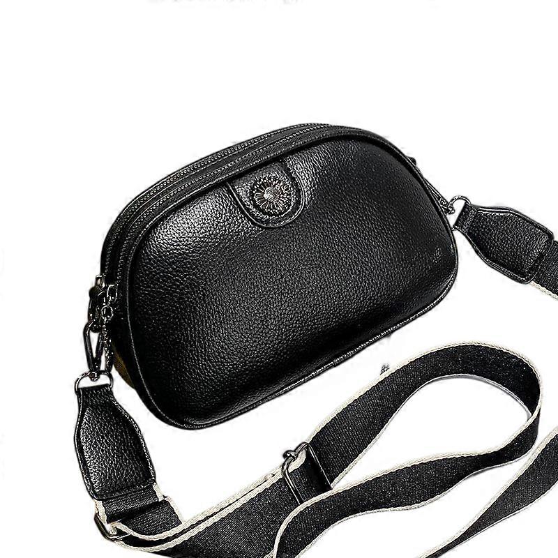 Leather Crossbody Bag,  Oval Shape, Adjustable Strap, Zipper Closure