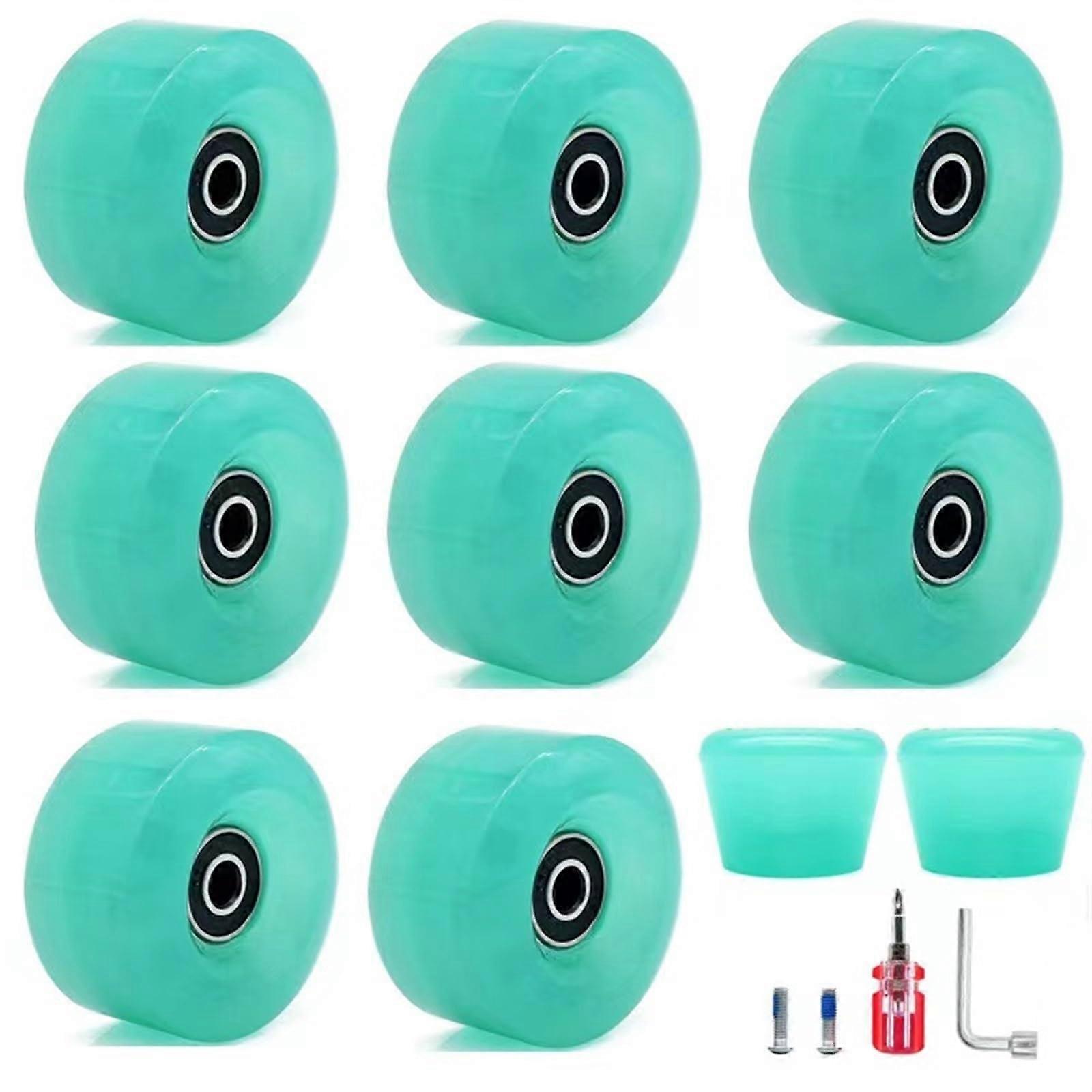 Outdoor Quad Roller Skate Wheels with Brake, 58mm  Elastic PU 82A Translucent NonFlash