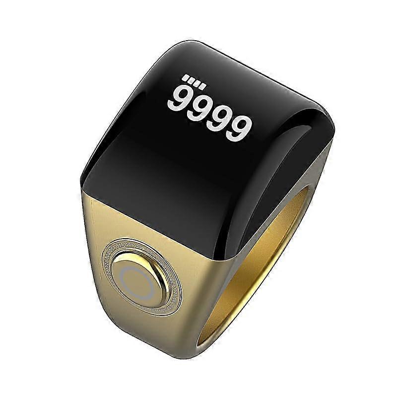 Smart Tasbih Counter Ring with Prayer Time Reminders, Bluetooth Zikr Tracker Gold 22mm