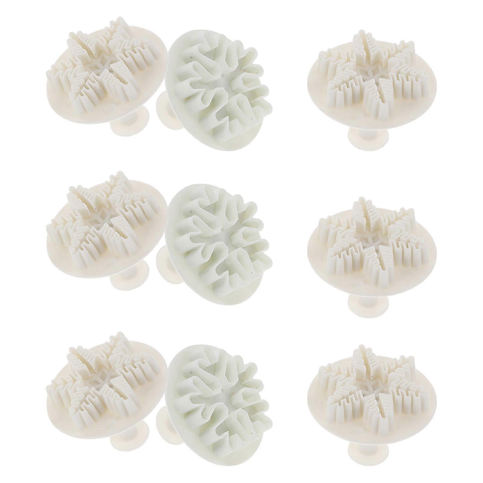 Christmas Cookie Molds Biscuits Pressing Molds for Kitchen Use 9Pcs White Set