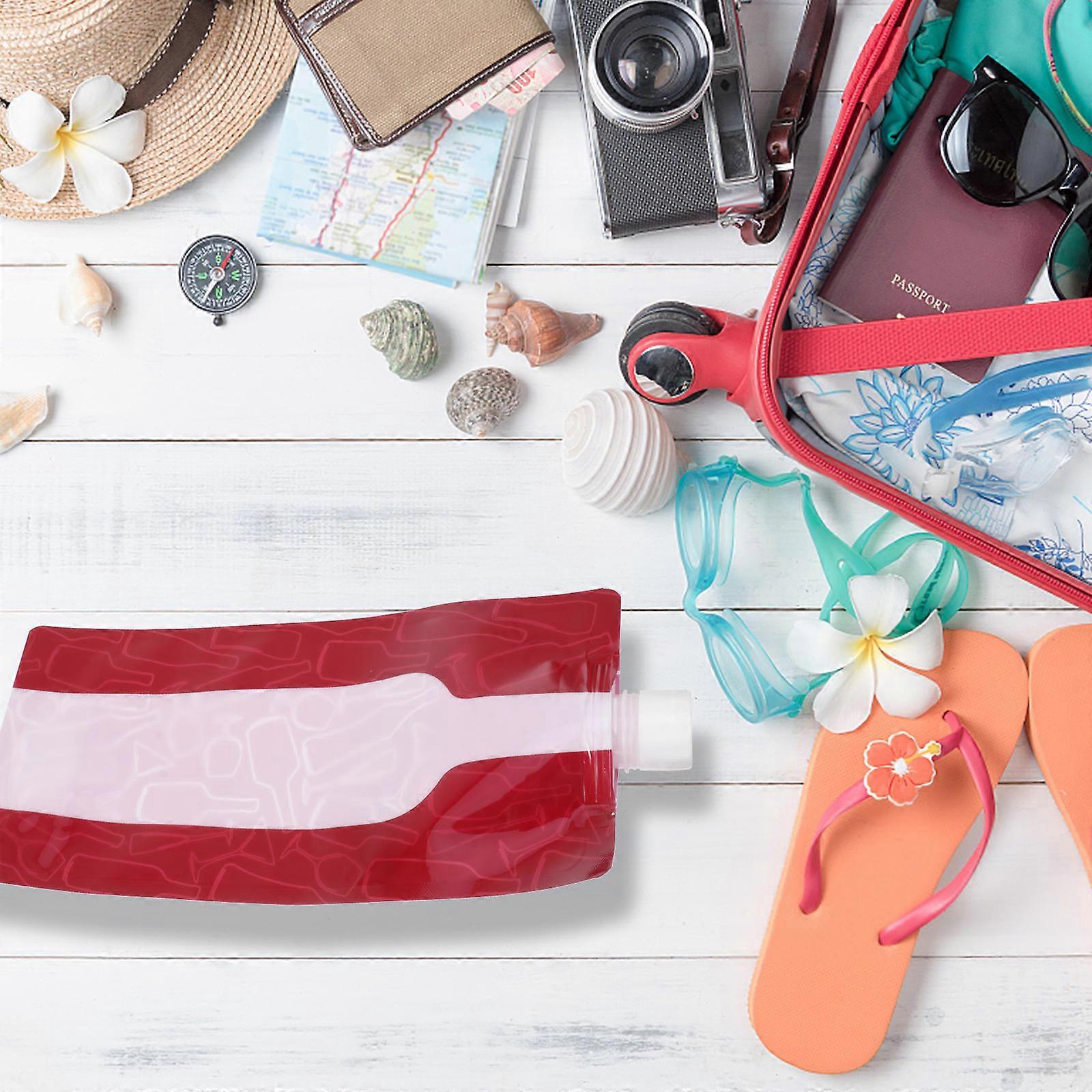 Red Wine Foldable Wine Bag for Storage 5Pcs Portable Reusable Plastic Pouch