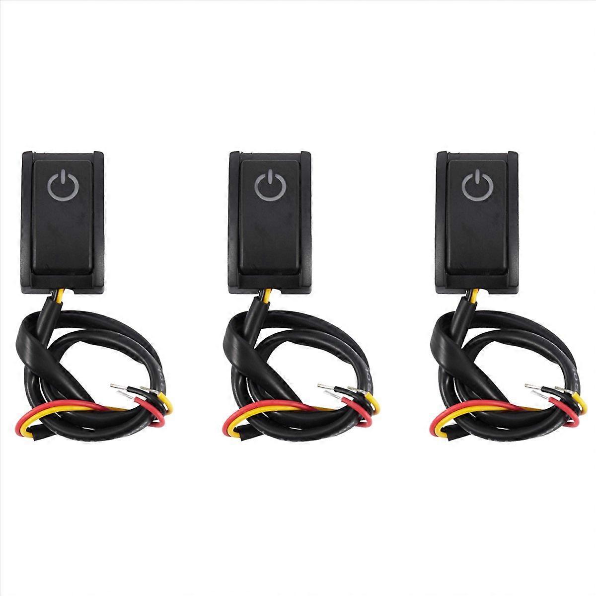 3X Car Button Switch DIY Switch Paste Type Off/on Switch for Car Reading Lamp/Turn Lights Small Ligh