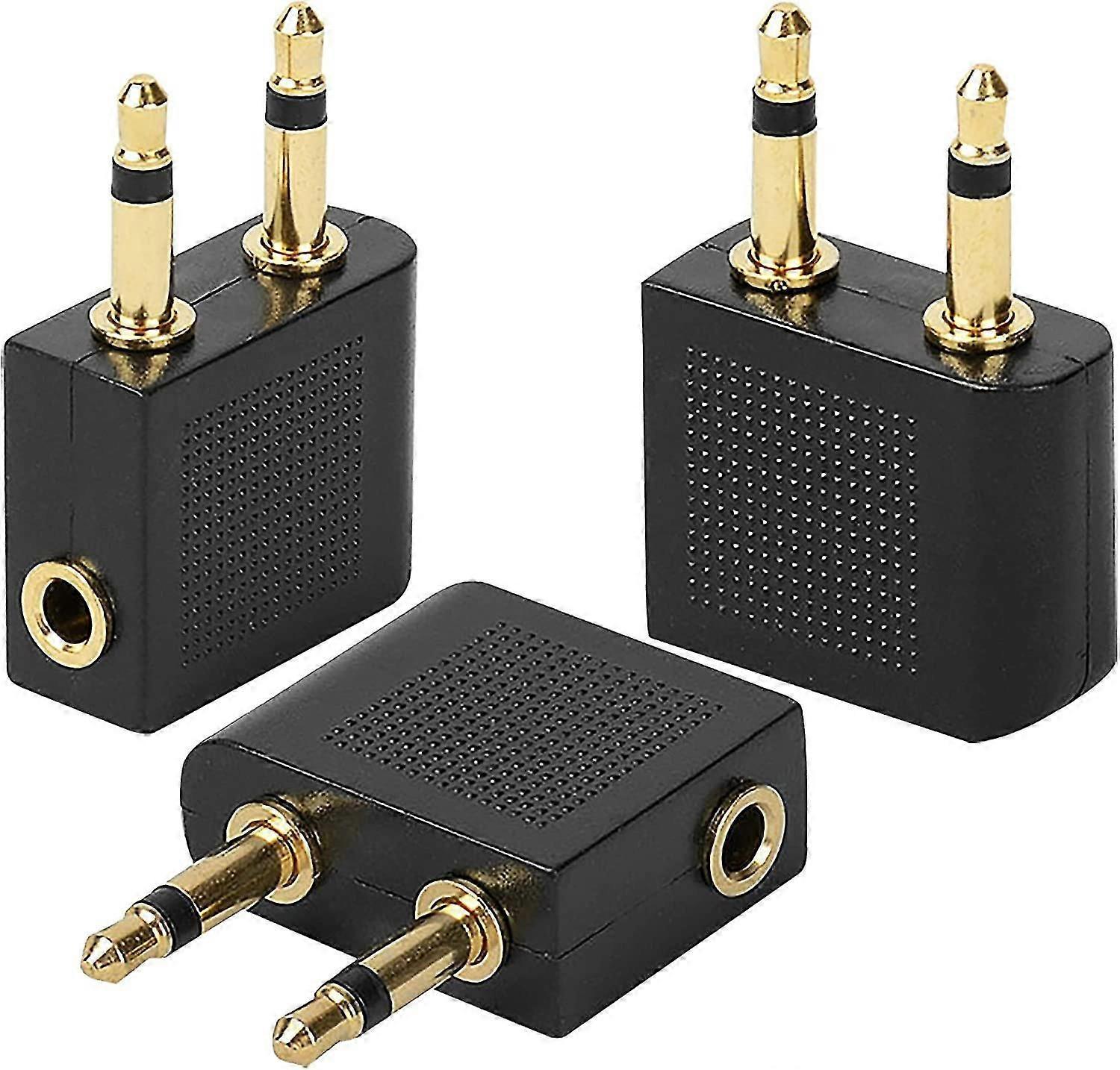 Flying Headset Adapter Stereo Auxiliary Jack Headset Adapter (black) (3pcs)