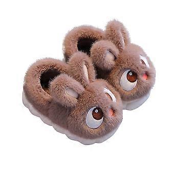 Mikilon Pantoufles d'hiver pour enfants, en peluche, mignonnes, antidérapantes et chaudes, en coton (tailles 0-14 ans)