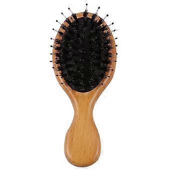 Sanglier Brosse à cheveux Mini Hêtre Naturel Bois Poignée Coussin Massage Antistatique Démêlant les cheveux