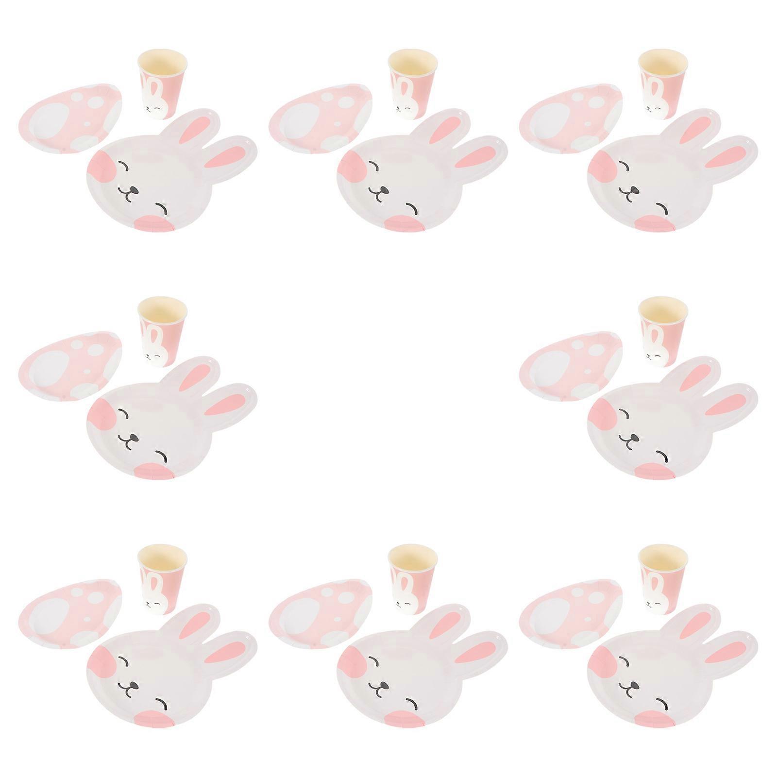 Bunny Pattern Paper Cups and Plates for Gathering Use 1Set