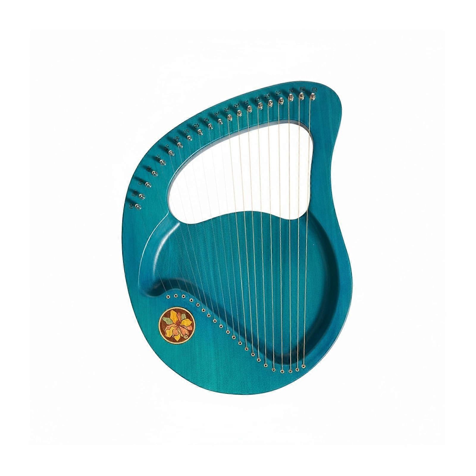 21 String Lyre Harp Solid Wood Blue Beginner Kit with Tuning Tool and Bag