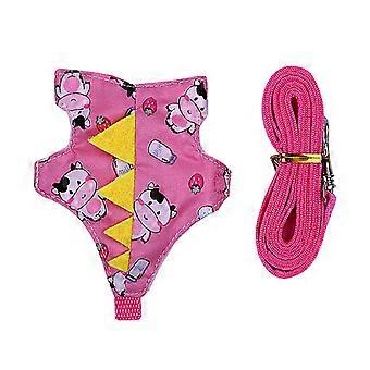 1 Set Small Pet Harness with Leash Rope Cute Dinosaur Cross-dressing Printed Costume Traction Tool