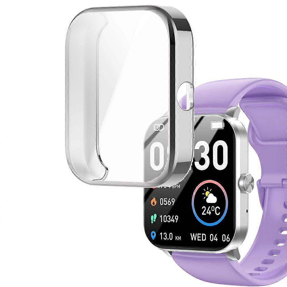 Smart Watch Case with Screen Protector for L70 1.85 inch, Silver TPU Full Body Coverage, Scratch Resistant
