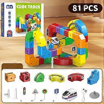 81Pcs Magnetic Train Track Set Building Block Educational Toy DIY Assembly Electric Railway for Chil