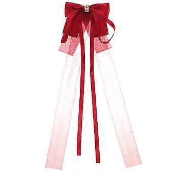 Presilha de cabelo elegante com laço vermelho para mulheres e meninas, ideal para casamentos, formaturas e uso diário. 1 conjunto.