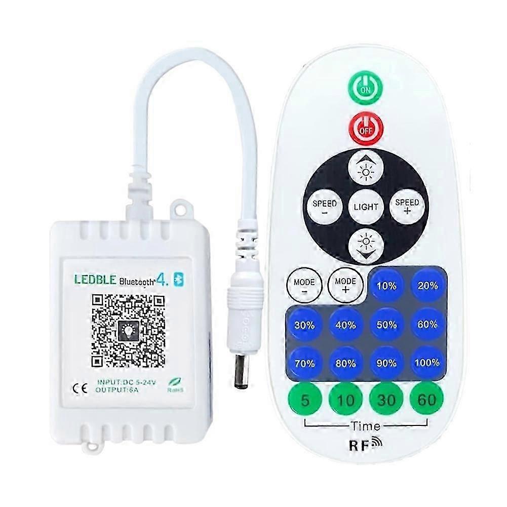 Smart Bluetooth LED Controller Dimmer App Controlled with 23-Key Remote compatible with DIY Lighting Single Color LED Strip