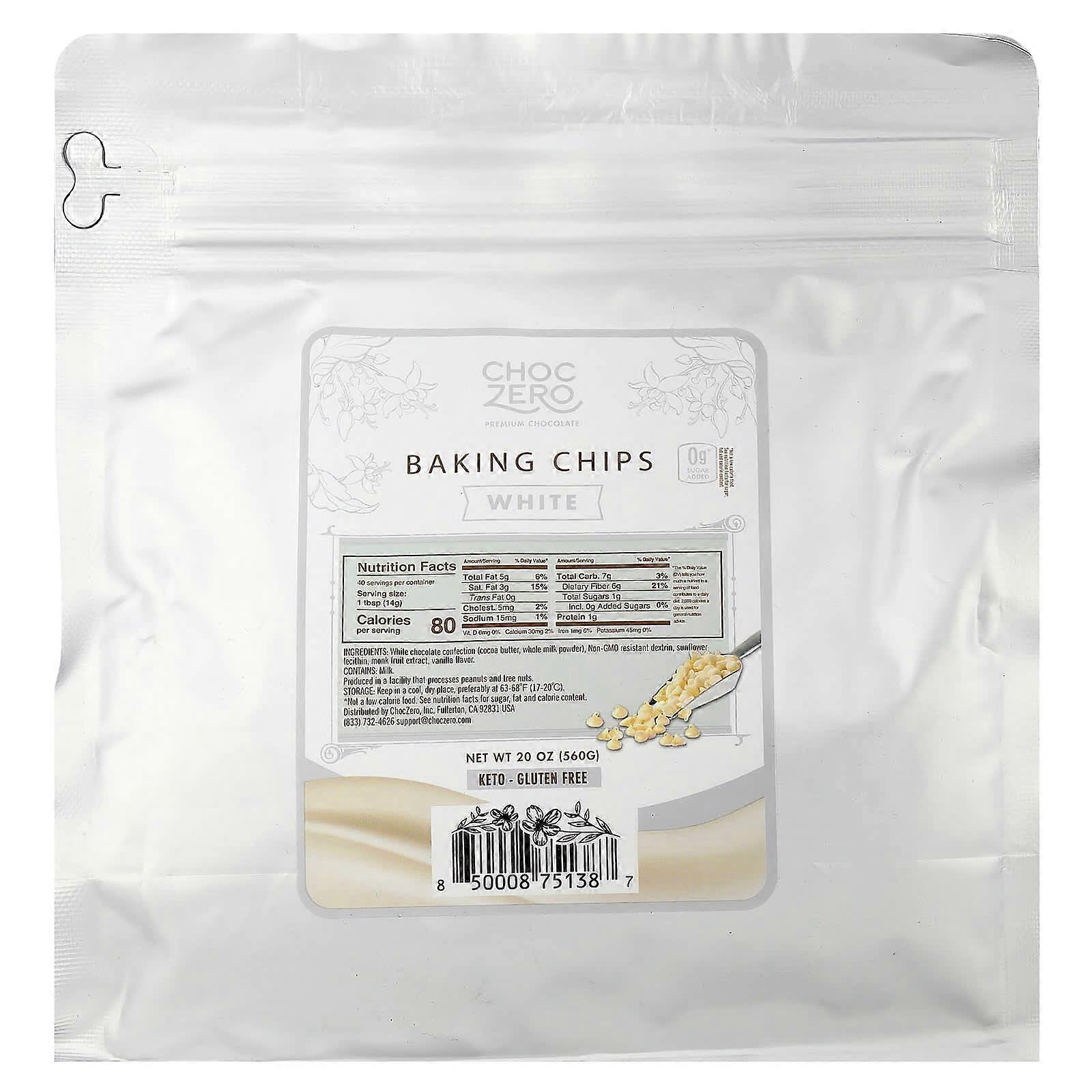 ChocZero, Baking Chips, White, 20 oz (560 g)