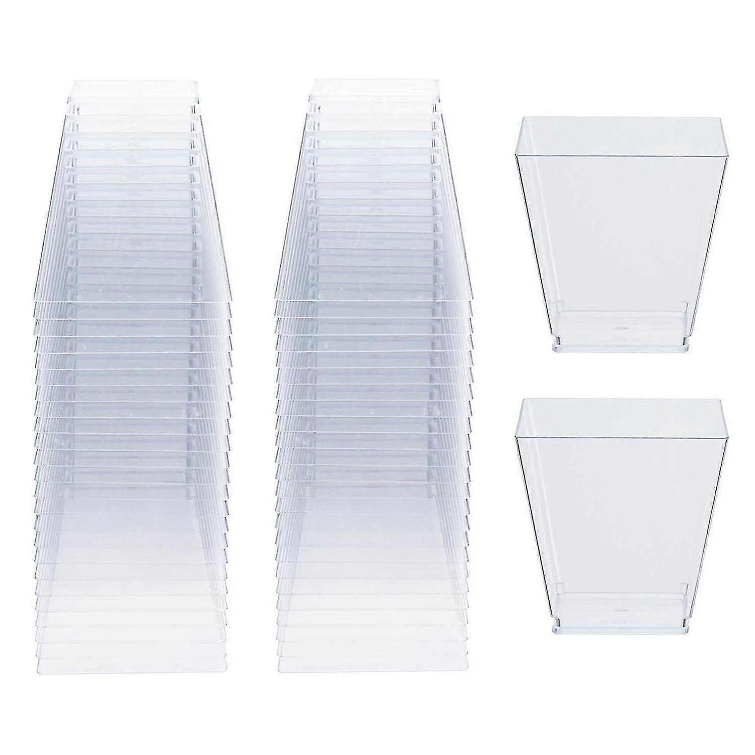 50pcs Clear Multi-use Plastic Square Dessert Cups - 200ml