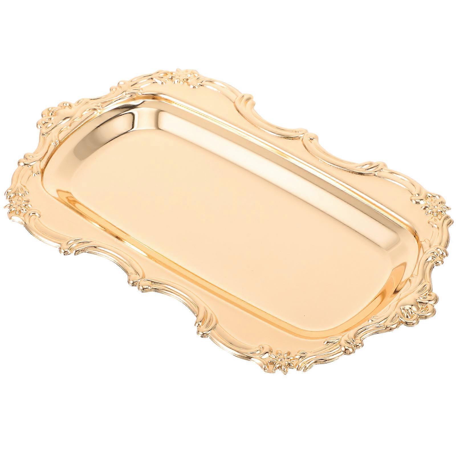 Golden Metal Tray Fruit Serving Tray for Multi-Functional Use