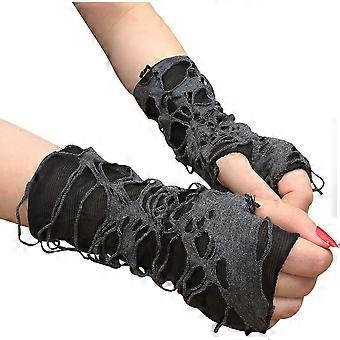 Gant sans doigts Punk pour femmes Cosplay Gants déchirés pour Halloween Costume Party 1Pair