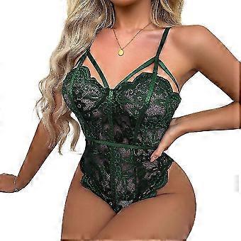 Sexy Damen-Spitzenbody, Unterwäsche, Nachtwäsche, Dessous (grün), Größe 26-27