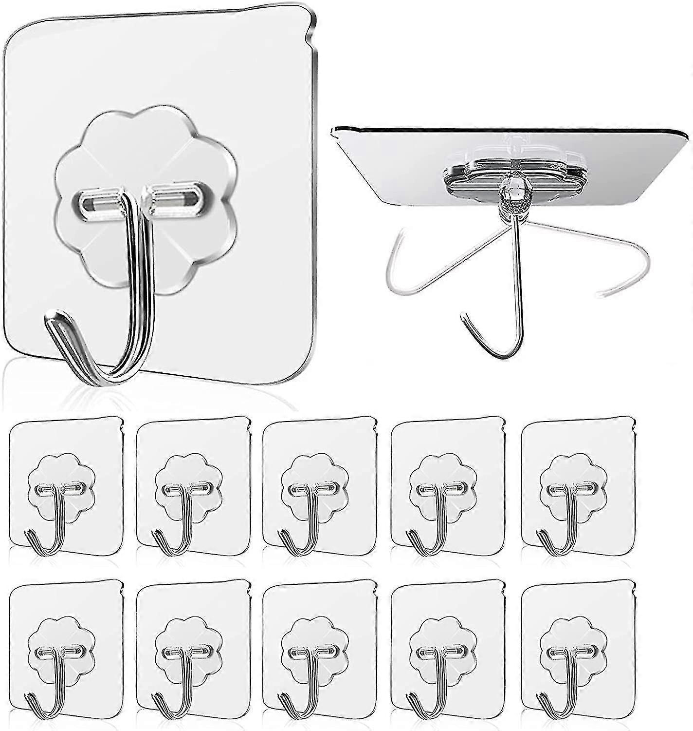 10pcs Transparent Reusable Adhesive Hooks