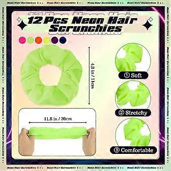 12er-Pack Neon-Haargummis im 80er-Jahre-Stil, 6 Paar Neon-Ohrringe im 80er- und 90er-Jahre-Stil für Damen, Haargummis, elastische Haarbänder, Neon-Ohrhänger