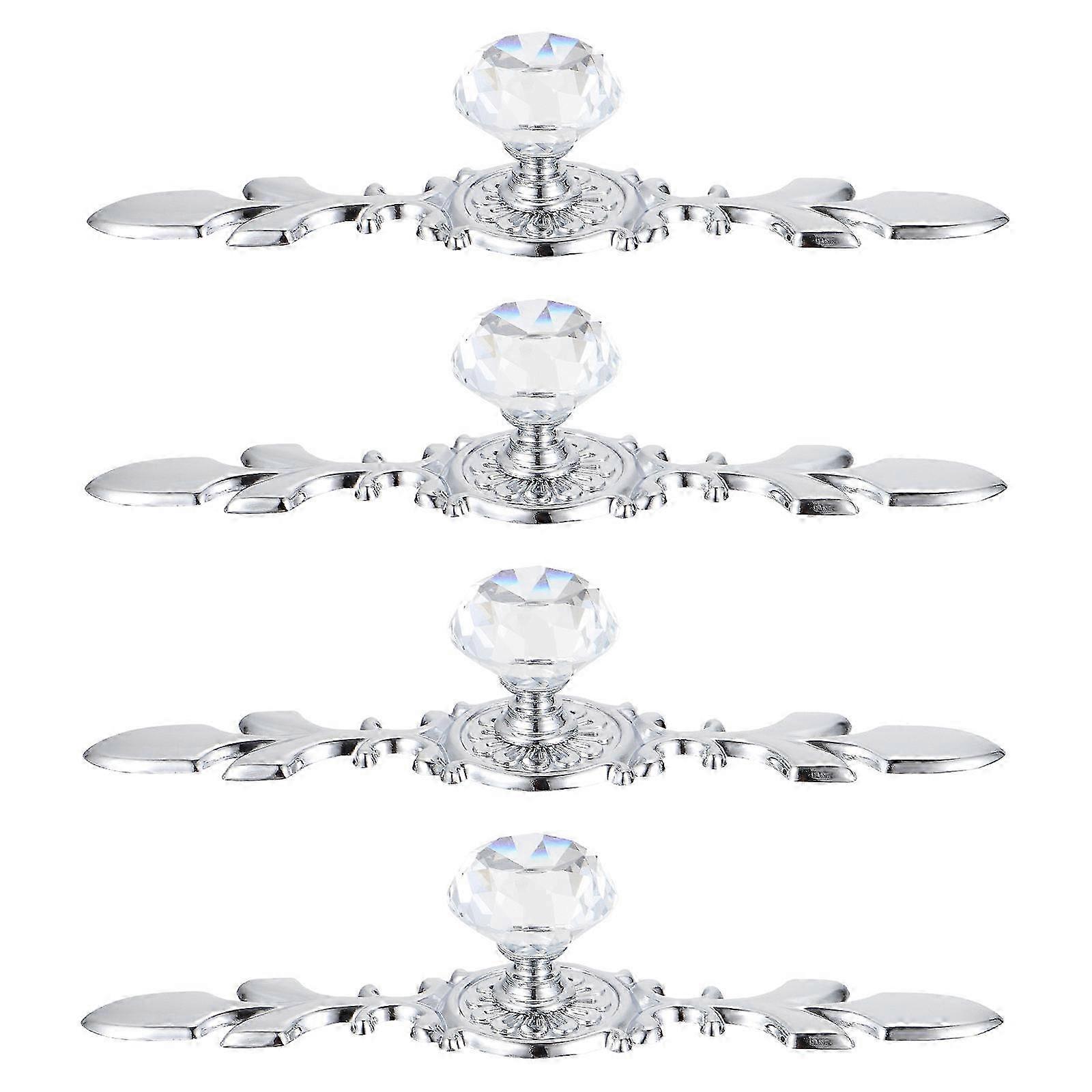 4Pcs Crystal Door Knobs Durable Wardrobe Doorknob Useful Cupboard Handle