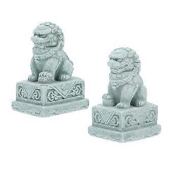 Aquarium Tank Adornment Featuring Stone Lion for Decor 2Pcs Resin