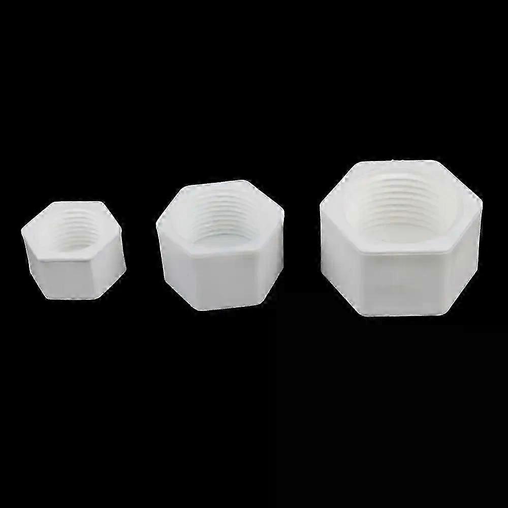 Plastic 1/2 3/4 1-inch internal thread end plug fitting, hexagonal pipe plug, PVC pipe sealing fitting
