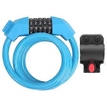 Bike Steel Cable Lock 5-Digit Password Anti Theft Lock for Cycling Security Bicycle Accessories(Blue )YMQX)