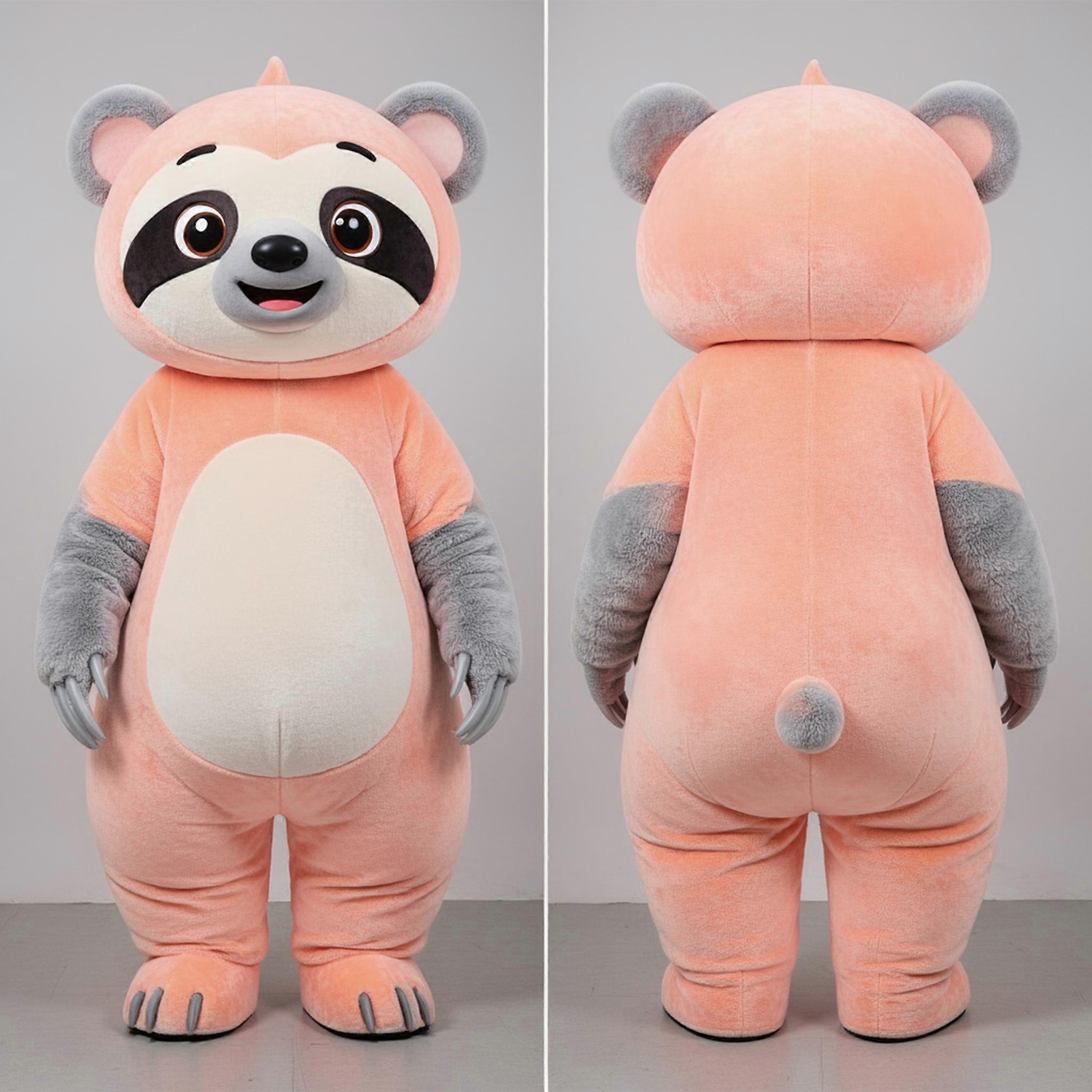 MASTICOT Peach Velvety Sloth Bear Mascot