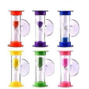 6pcs Kids Sand Clock Suction Cup Sand Timer Hourglass Children Time Reminder 3 Mins For Tooth Brushing Bathing (random Color)