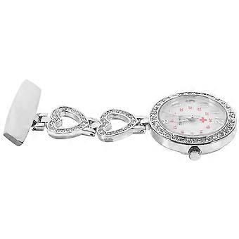 Fashion Nurse Watch Alloy Pocket Watch for Watching Time 2Pcs Silver Rhinestone