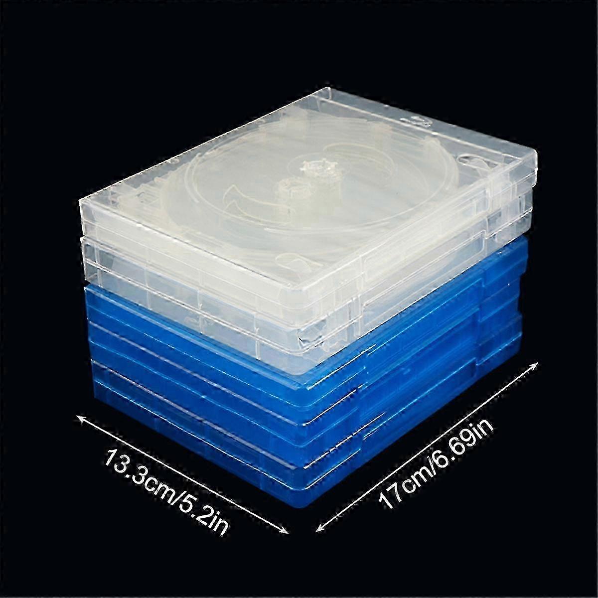 Double-Sided Plastic CD Storage Case, 10-Pack, Blue