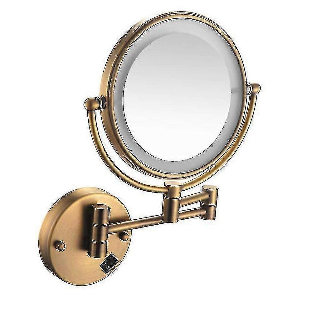 10x LED Lighted Wall Mounted Mirror, Foldable Double Sided, Multi Magnification