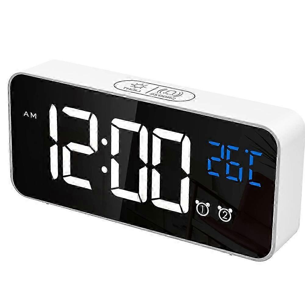 Large LED Mirror Clock Dual Alarm USB