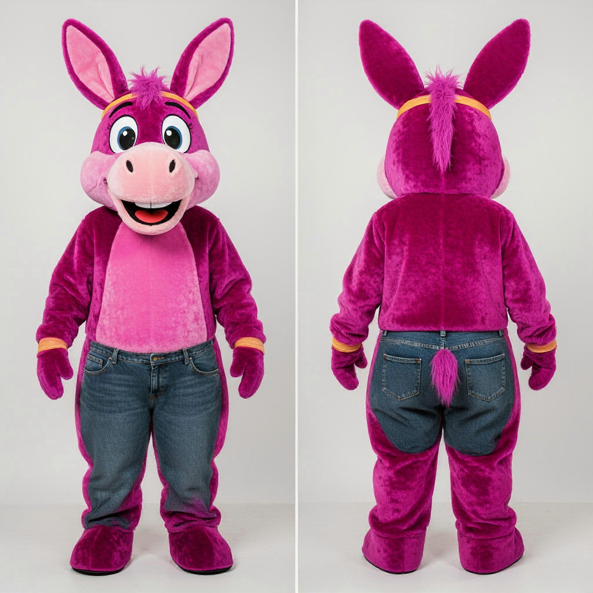 MASTICOT Magenta Plush Donkey Mascot