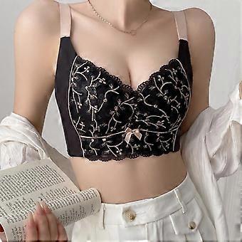 Dame Blonde-BH Trådløs Pustende Push Up Løft Brodert Sexy Komfortabel Støttende Formende Undertøy Anti-Sagging BH