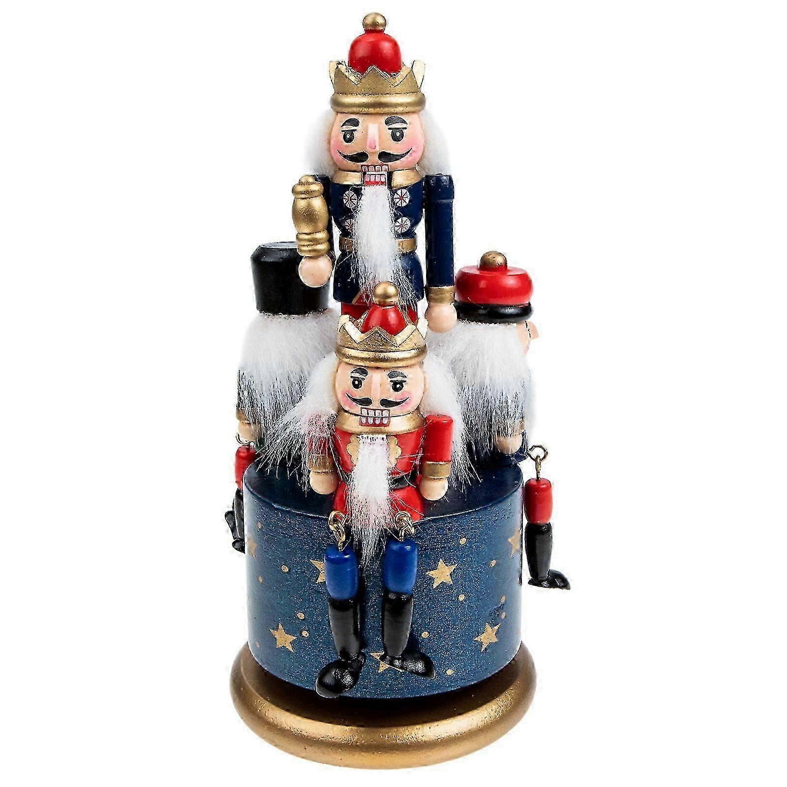 Blue Nutcracker Rotating Music Box