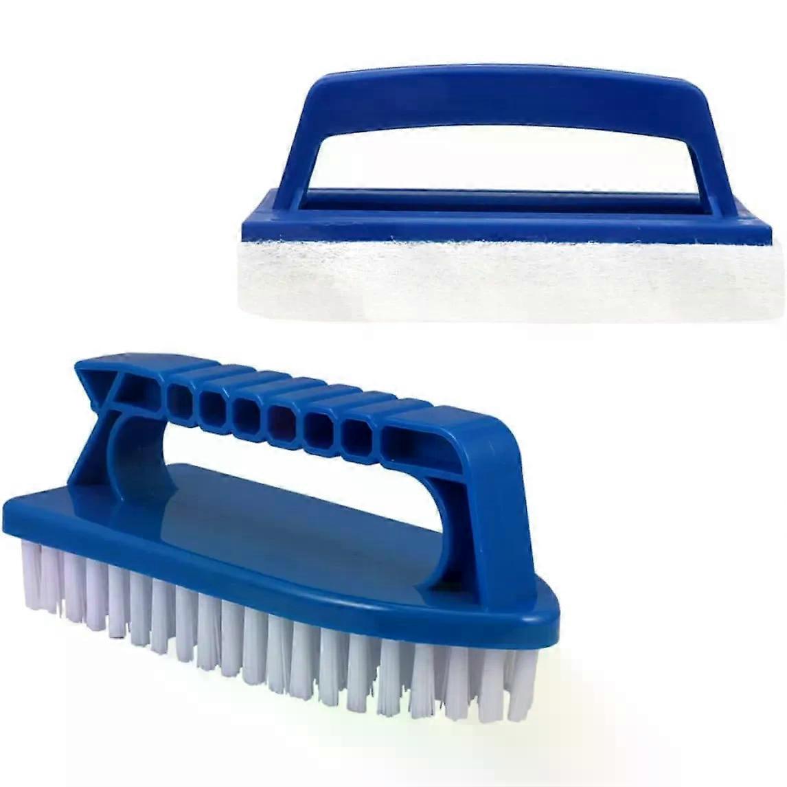 Pool Cleaning Brush Tool Set Blue 2pcs Plastic