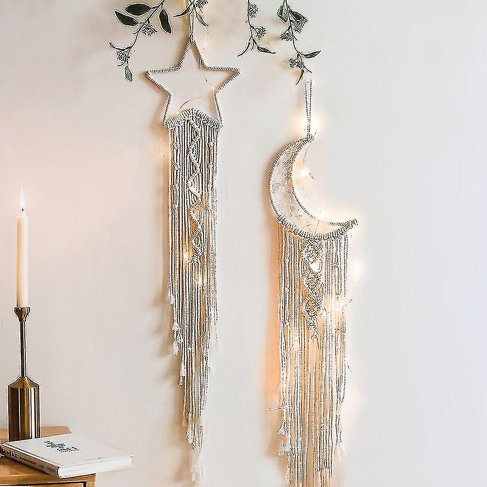 Moon And Star Macrame Wall Hanging Tapestry Boho Wall Decor Macrame Deco Pared Handmade Kids Girls