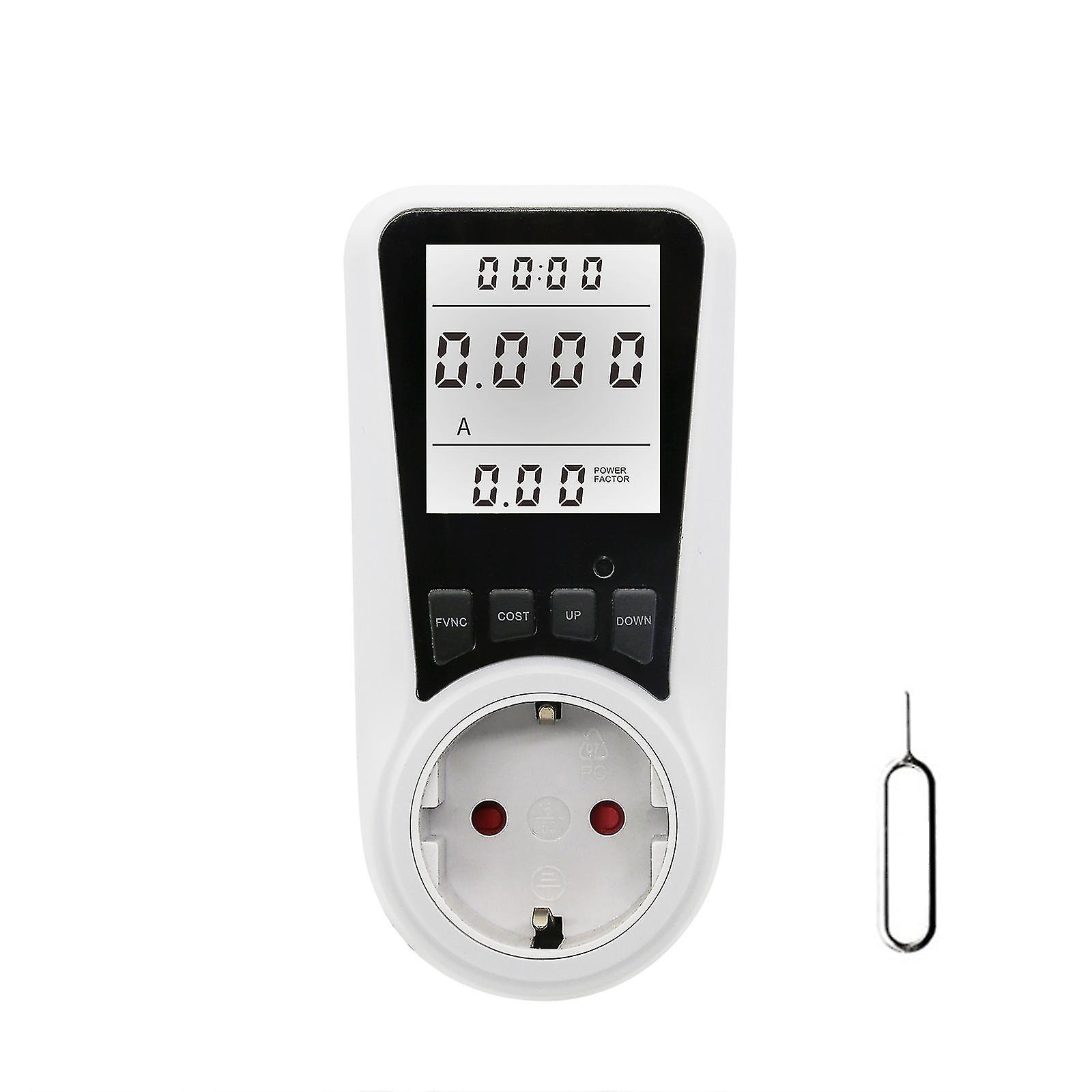 Electricity Meter For Socket, Current Meter, 16 A Energy Cost Meter, Power Consumption Meter With Lcd Backlight, 7 Monitoring Modes, Overload Protecti